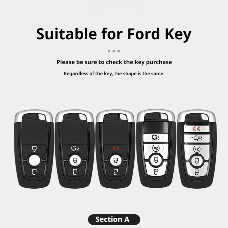 Load image into Gallery viewer, Ford Alloy + Leather Protection Car Key Case For Ranger, Wildtrak, Everest, Explorer, Ecosport, Edge, Escape, Focus, Fiesta, Mustang
