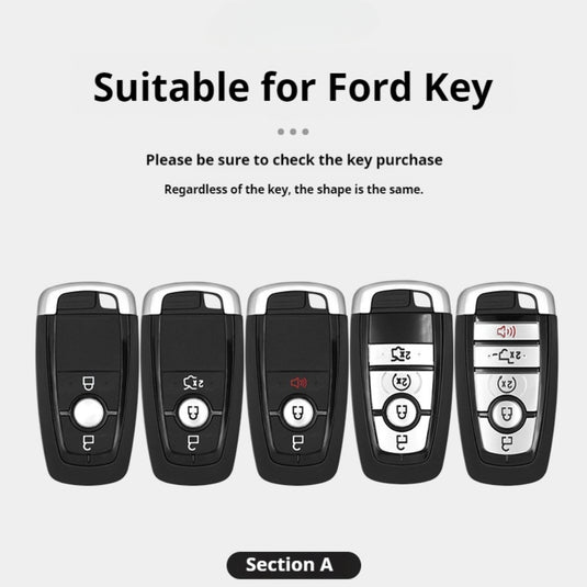 Ford Alloy + Leather Protection Car Key Case For Ranger, Wildtrak, Everest, Explorer, Ecosport, Edge, Escape, Focus, Fiesta, Mustang