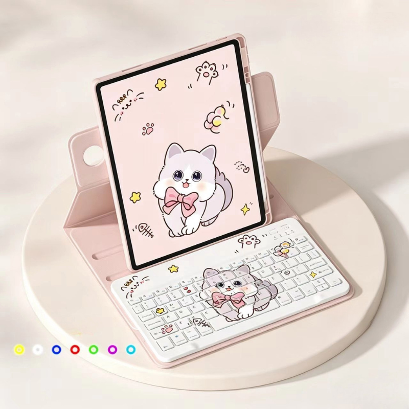 Load image into Gallery viewer, [With Backlit] Apple iPad 5/6 9.7'' 5/6th Gen (2017/2018) - Cartoon Rotation Magnetic Adsorption Keyboard Case - i-Station Mobile Phone &amp; Electronic Device Repair and Accessories
