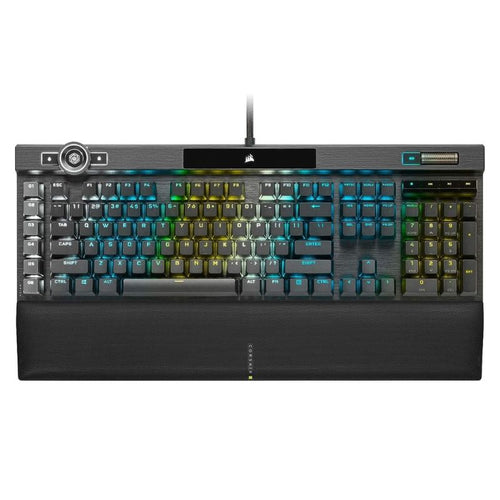 CORSAIR K100 RGB Optical-Mechanical Gaming Keyboard - Corsair OPX RGB Optical-Mechanical Keyswitches - AXON Hyper-Processing Technology for 4X Faster Throughput - 44-Zone RGB LightEdge