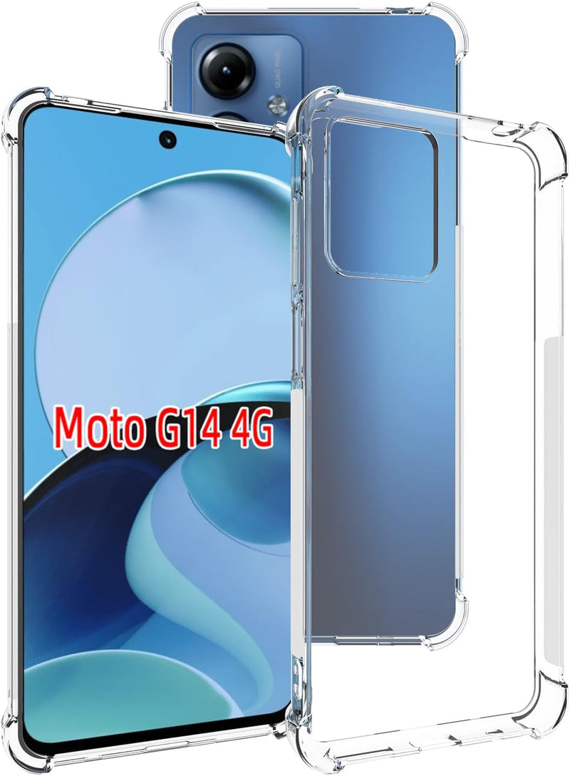 Load image into Gallery viewer, Motorola Moto G14 - AirPillow Cushion Transparent Soft Clear TPU Four Corners Protective Case With 2PC 9H Tempered Glass Screen Protector
