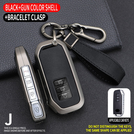 Kia Zinc Alloy + Leather Car Key Case For Sportage, Ray, Sorento, Soul, Telluride, Cerato, K5, K8