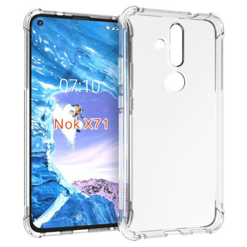 Nokia X71 - AirPillow Cushion Transparent Soft Clear TPU Four Corners Protective Case With 2PC 9H Tempered Glass Screen Protector