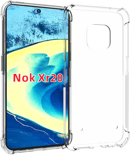 Nokia XR20 - AirPillow Cushion Transparent Soft Clear TPU Four Corners Protective Case With 2PC 9H Tempered Glass Screen Protector