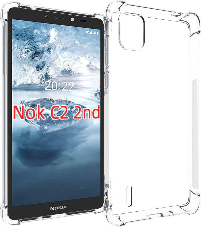 Load image into Gallery viewer, Nokia C2 2nd Edition - AirPillow Cushion Transparent Soft Clear TPU Four Corners Protective Case With 2PC 9H Tempered Glass Screen Protector
