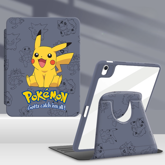 [Built-in Pen Slot] Apple iPad 7/8/9 10.2'' 7/8/9th Gen (2019/2020/2021) Pokémon Smart 360° Degree Rotate Stand Shockproof Flip Cover Case