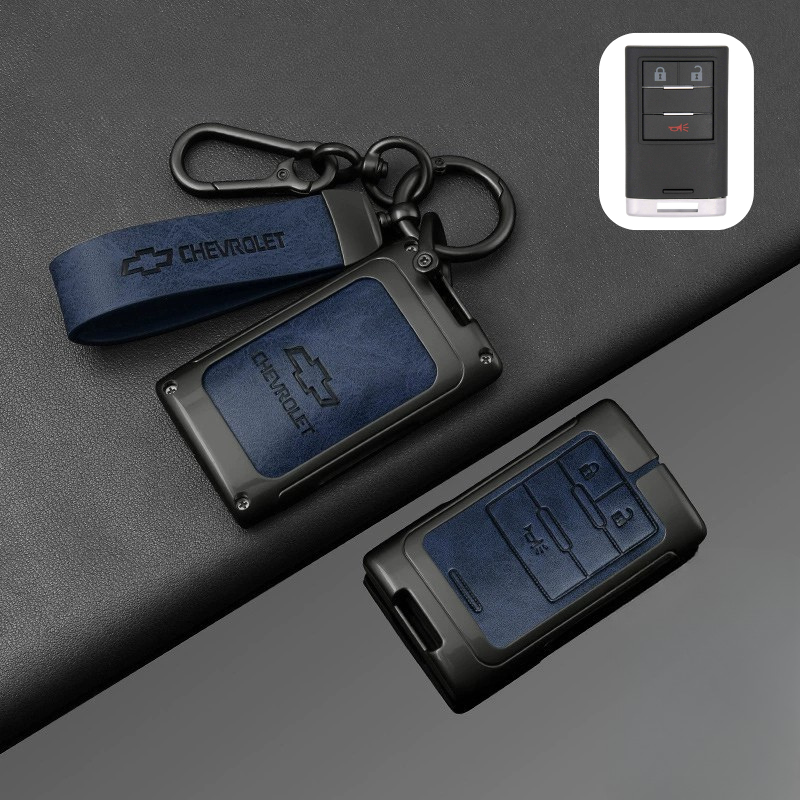 Load image into Gallery viewer, Chevrolet Zinc Alloy + PU Leather Car Key Fob Case Cover For Malibu, Equinox, Trax, Express, Silverado, Captiva
