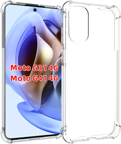 Motorola Moto G41 - AirPillow Cushion Transparent Soft Clear TPU Four Corners Protective Case With 2PC 9H Tempered Glass Sreen Protector