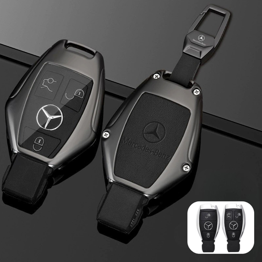 Mercedes Benz Alloy + Leather Protection Car Key Fob Case Cover For Benz A, B, C, E, S, G-Class, GLA, GLB, GLC, GLE, GLS, CLA, CLS, EQC - i-Station Mobile Phone & Electronic Device Repair and Accessories