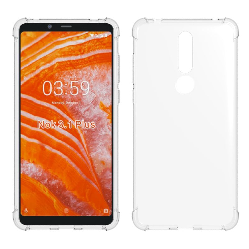 Load image into Gallery viewer, Nokia 3.1 Plus - AirPillow Cushion Transparent Soft Clear TPU Four Corners Protective Case With 2PC 9H Tempered Glass Screen Protector
