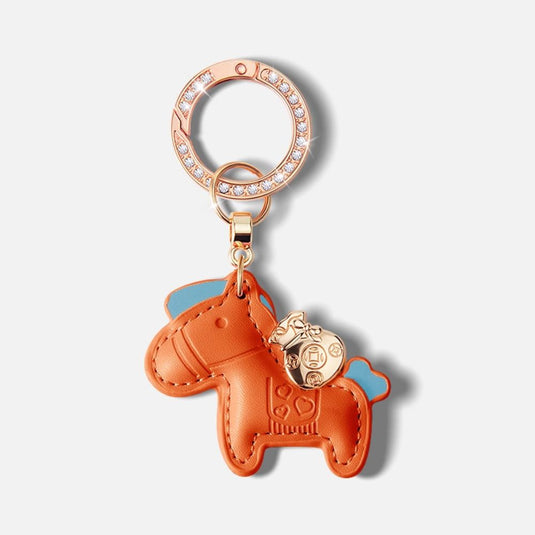 Hinne Personalized Creative Leather Keychain Rhinestone Charm & Pendant