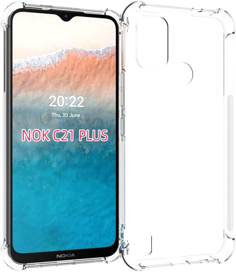 Load image into Gallery viewer, Nokia C21 Plus - AirPillow Cushion Transparent Soft Clear TPU Four Corners Protective Case With 2PC 9H Tempered Glass Screen Protector
