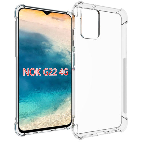 Nokia G22 - AirPillow Cushion Transparent Soft Clear TPU Four Corners Protective Case With 2PC 9H Tempered Glass Screen Protector