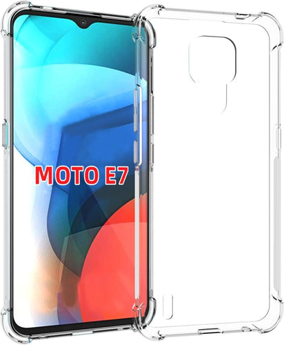 Motorola Moto E7 - AirPillow Cushion Transparent Soft Clear TPU Four Corners Protective Case With 2PC 9H Tempered Glass Sreen Protector