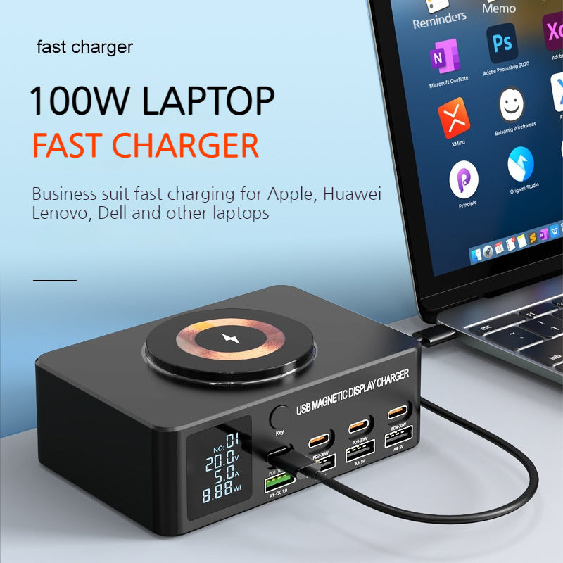 Load image into Gallery viewer, 100W PD Multi-Port Charger with Smart Display &amp; Wireless Charging - i-Station Mobile Phone &amp; Electronic Device Repair and Accessories

