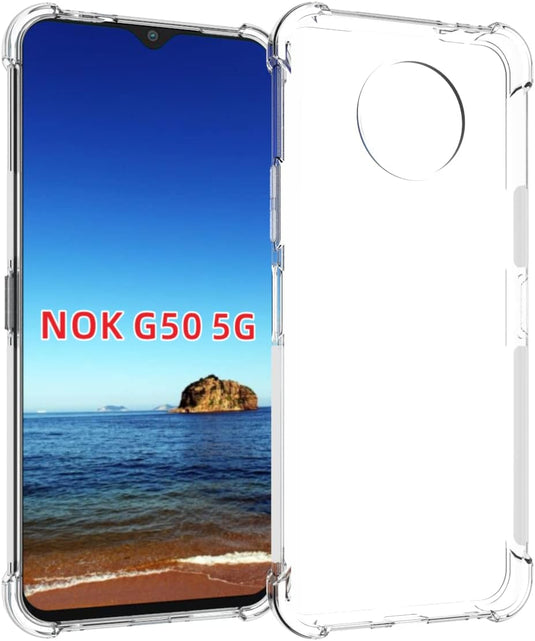 Nokia G50 5G - AirPillow Cushion Transparent Soft Clear TPU Four Corners Protective Case With 2PC 9H Tempered Glass Screen Protector