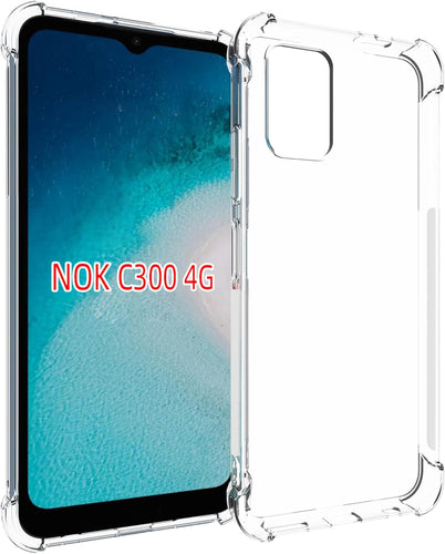 Nokia C300 - AirPillow Cushion Transparent Soft Clear TPU Four Corners Protective Case With 2PC 9H Tempered Glass Screen Protector