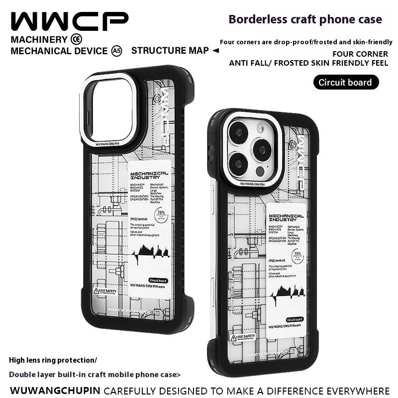 Load image into Gallery viewer, Apple iPhone 14/Pro/ Pro Max borderless mechanical designer blueprint design style Shockproof Fashion Series Case
