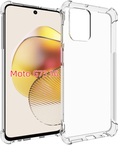 Motorola Moto G73 - AirPillow Cushion Transparent Soft Clear TPU Four Corners Protective Case With 2PC 9H Tempered Glass Sreen Protector