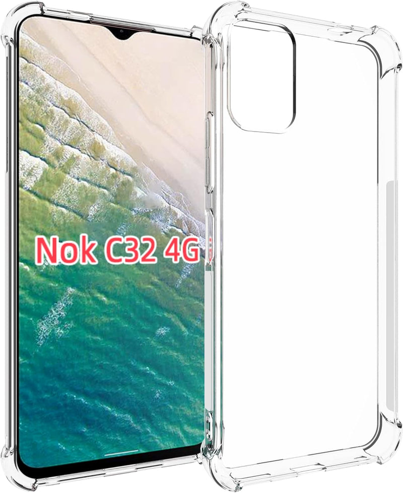 Load image into Gallery viewer, Nokia C32 - AirPillow Cushion Transparent Soft Clear TPU Four Corners Protective Case With 2PC 9H Tempered Glass Screen Protector
