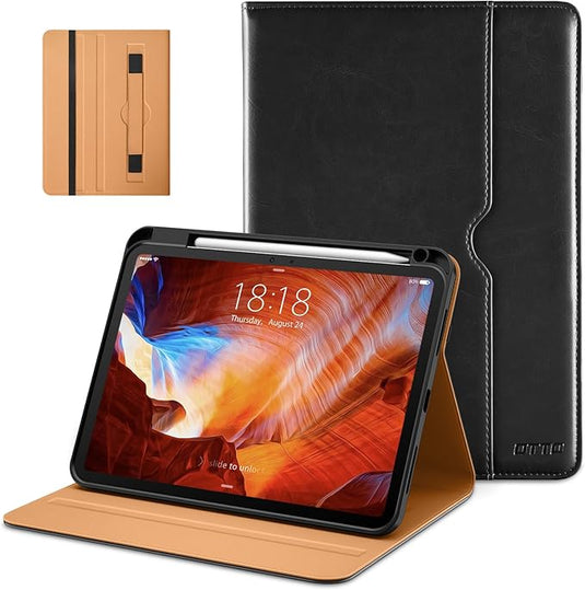 Apple iPad Pro 11" M4(2024)(7th Gen) - Premium Leather Business Folio Stand Cover With Pencil Holder - Auto Wake/Sleep And Multiple Viewing Angles Case