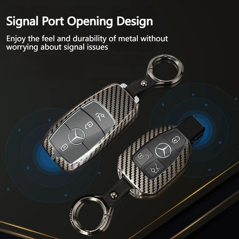 Load image into Gallery viewer, Mercedes Benz Carbon Fiber Metal Protective Car Key Fob Case Cover For Benz A, B, C, E, GLC, GLE - i-Station Mobile Phone &amp; Electronic Device Repair and Accessories
