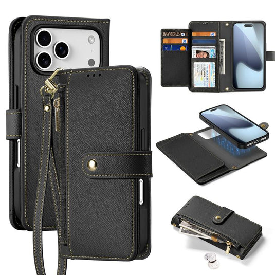 [Detachable][Magsafe Compatible] Apple iPhone 17/Air/Pro/Pro Max Multi-functional Leather Wallet Case With Card Slot
