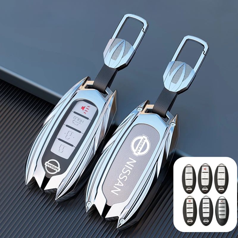 Load image into Gallery viewer, Nissan Mecha Style Zinc Alloy Car Key Fob Case Cover For Pathfinder, X-Trai, Teana, Qashqai, Tiida, Sylphy, Murano, Lannia
