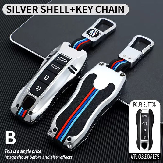 Porsche Metal Shell & Soft Silicone Full Protection Car Key Fob Case Cover For Cayenne, Panamera, 911
