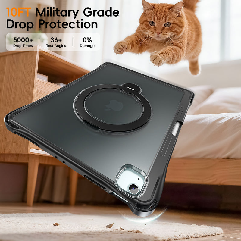 Load image into Gallery viewer, [With Pen Slot] Apple iPad Air 13-inch M2/M3/M4 (2024/2025/2026) 360° Rotating Stand Frosted Hard Acrylic Shockproof Cover Case
