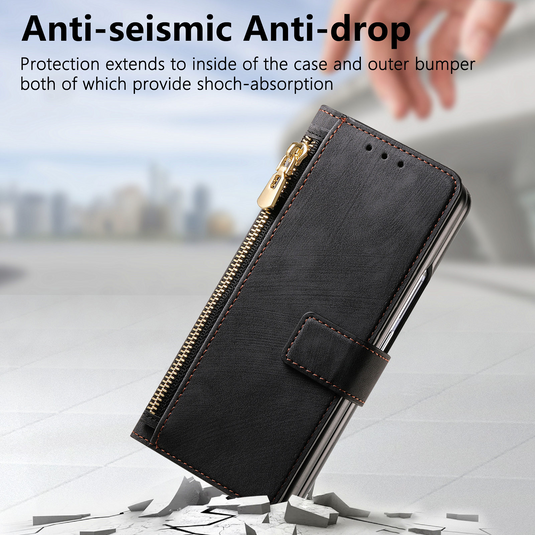 [With Card Slot] Samsung Galaxy Z Fold7 - Multi-functional Leather Wallet Case With Magnetic Flip Cover