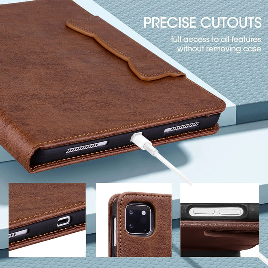 Apple iPad Air 13-inch M2 (2024) Business Retro Matte Leather Protective Case