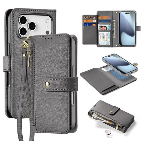 [Detachable][Magsafe Compatible] Apple iPhone 17/Air/Pro/Pro Max Multi-functional Leather Wallet Case With Card Slot