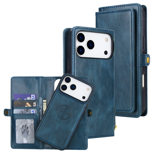 [Magsafe Compatible][With Card Slot] Apple iPhone 17/Air/Pro/Max Detachable PU Leather Flip Wallet Shockproof Case