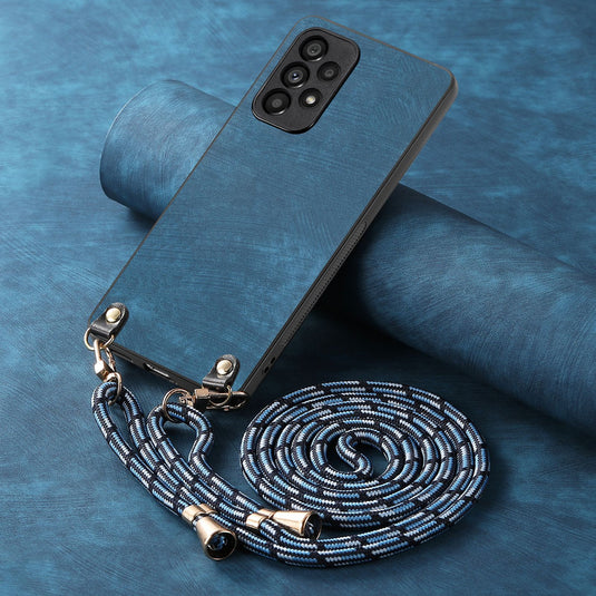 [With Long Lanyard] Samsung Galaxy A56 - Vegan Leather Shockproof Phone Case