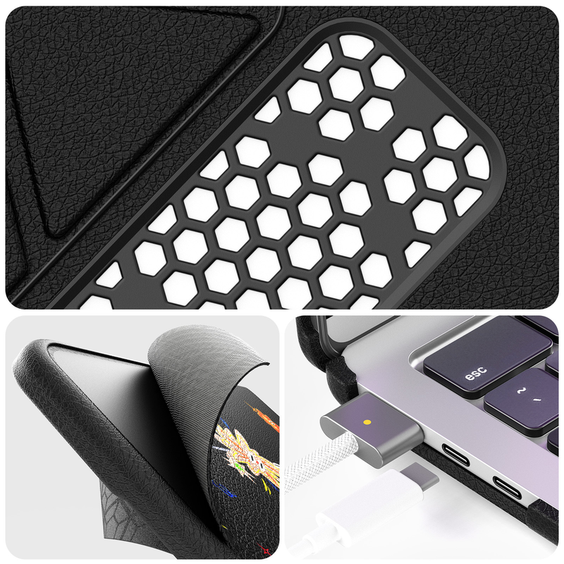 Load image into Gallery viewer, [Built-in Stand] Apple MacBook Air 13&quot; (A2179 &amp; A2337 &amp; A1932) - Cute Leather Anti-Shock Cooling Case
