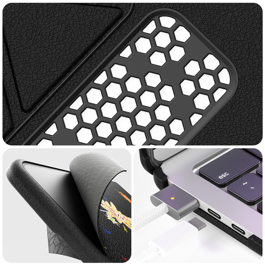 [Built-in Stand] Apple MacBook Air 13" (A2179 & A2337 & A1932) - Cute Leather Anti-Shock Cooling Case