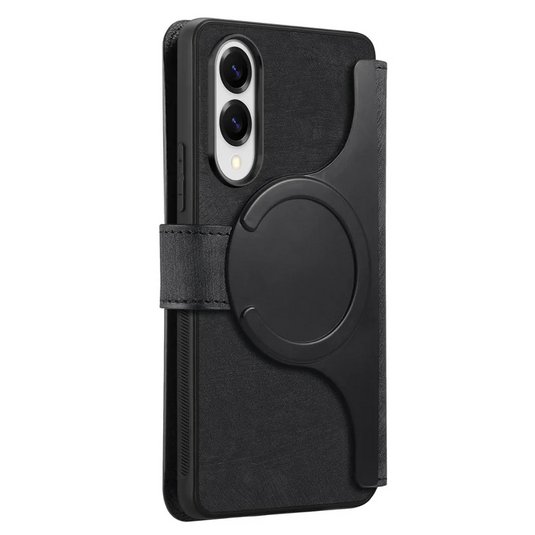 [Magsafe Compatible][Detachable] Samsung Galaxy S25 Edge (SM-S937) - Leather Flip Shockproof Wallet Series Case With Card Slot