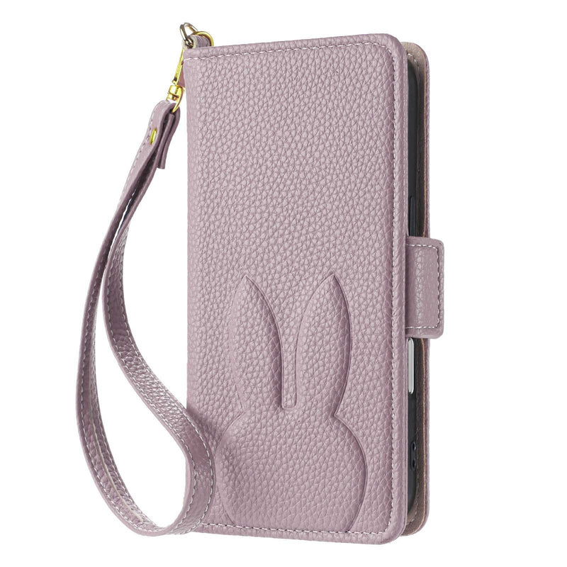 Load image into Gallery viewer, [With Card Slot][With Hand Lanyard] Apple iPhone 16/Pro/Pro Max/Plus/E Rabbit Embossed PU Leather Flip Cover Case
