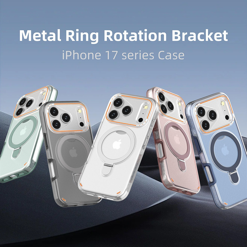Load image into Gallery viewer, [Built-in Metal Ring Stand][Magsafe Compatible] Apple iPhone 17/Air/Pro/Pro Max Transparent Full-Body Shockproof Phone Case
