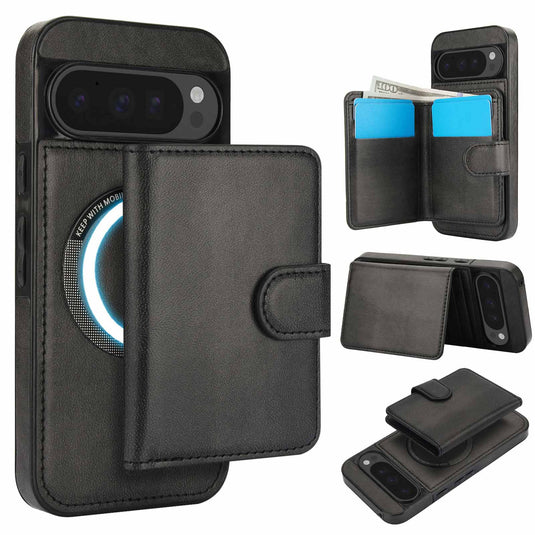 [Magsafe Compatible] Google Pixel 9/Pro/Pro XL/A - 2-in-1 Detachable Wallet Leather Case with Card Holder