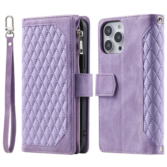 [With Card Slot] Apple iPhone 15/Pro/Pro Max/Plus Zippered Leather Flip Wallet Series Case