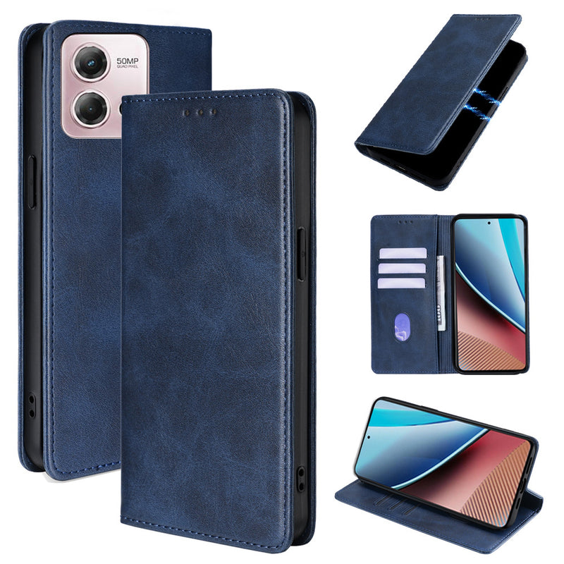 Load image into Gallery viewer, [Built-in Card Slot] Motorola Moto G15 Leather Flip Shockproof Essentials Series Case
