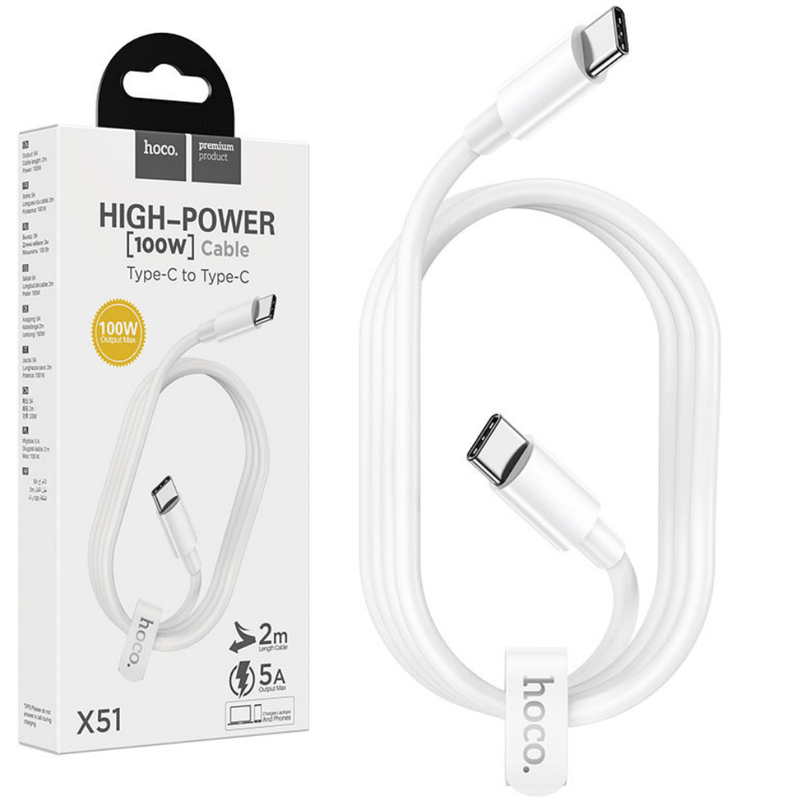 Load image into Gallery viewer, [1M/2M][X51][100W Super Fast] HOCO Type-C to Type-C High-Power Phone Tablet Laptop Charging Data Sync Cable - Polar Tech Australia
