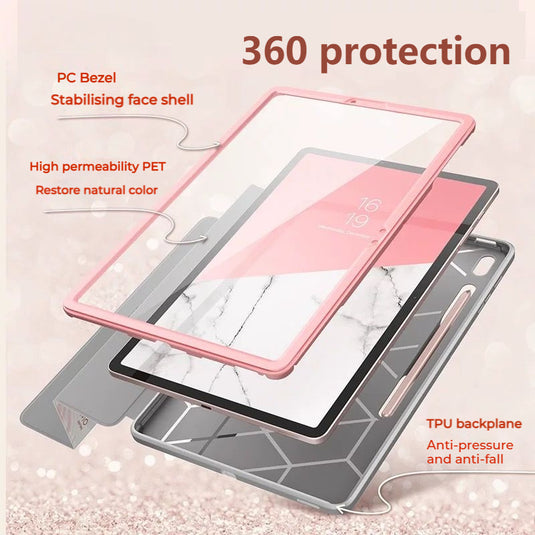 [Built in Screen Protector][With Pen Slot] Samsung Galaxy Tab S7 FE 12.4" (SM-T736) - iBlason Full Coverage Flip Cover Automatic Sleep Shockproof Case