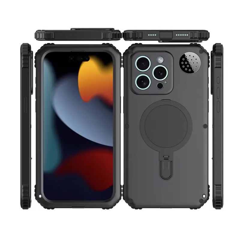 Load image into Gallery viewer, [Magsafe Compatible] [Built-in Stand] Apple iPhone 15/Pro/Max - Metal And Silicone Full-cover Lens With Fragrance Shockproof Lifeproof Series Case
