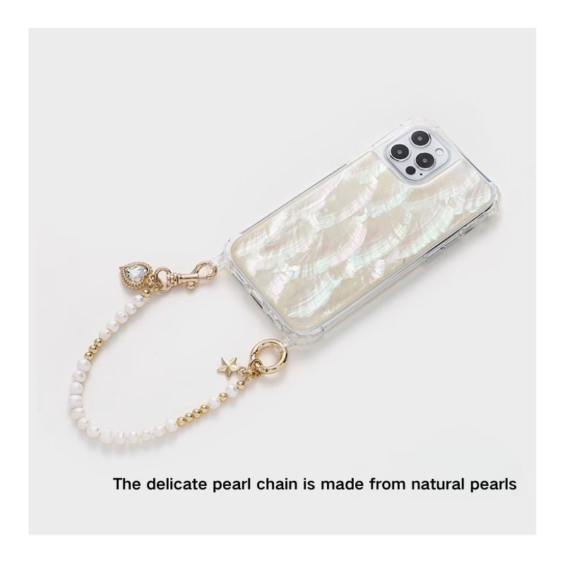 Load image into Gallery viewer, Apple iPhone 14/Plus/Pro/Max - Natural Pearl Shell Handheld Chain Bracelet Fashion-Forward Series Case
