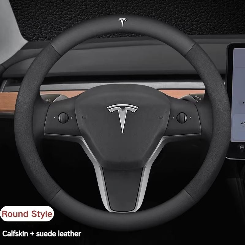 Load image into Gallery viewer, Tesla Genuine Cowhide Leather Steering Wheel Cover For Model 3, Model Y, Model S, Model X - i-Station Mobile Phone &amp; Electronic Device Repair and Accessories

