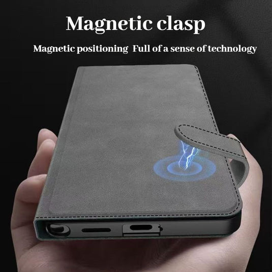[With Card Slot] Samsung Galaxy S26 Ultra - Business Style Matte Leather Flip Magnetic Clasp Wallet Case