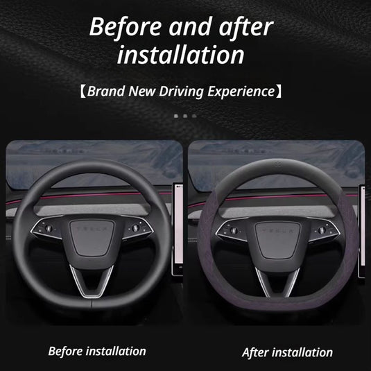 Tesla Soft Suede All-Season Comfort & Anti-Slip Steering Wheel Cover For Model Y, Model 3